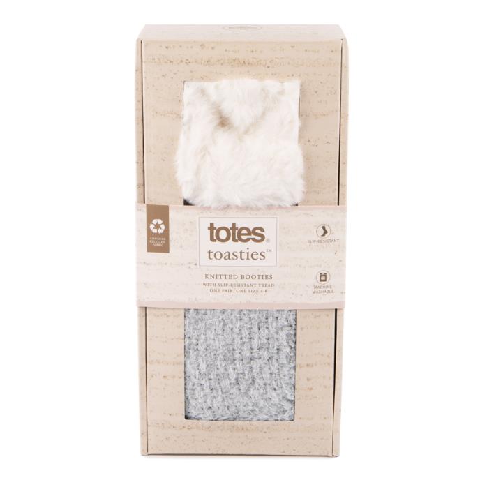 totes toasties® Ladies Knitted Textured Booties Grey Extra Image 7